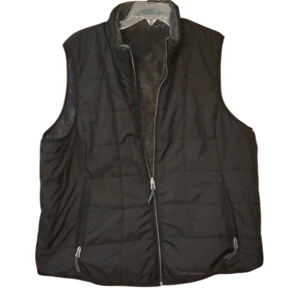 Free Country Charcoal Black Fleece Reversible Vest Size XXL